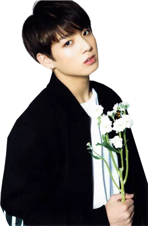 Pop Star With White Flowers PNG Image