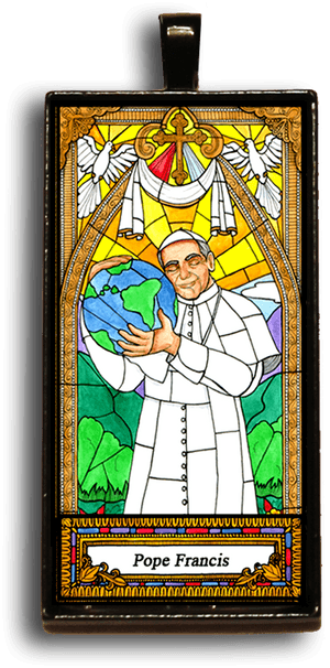 Pope Francis Stained Glass Artwork PNG image with transparent background