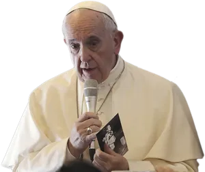 Pope Speakingwith Microphone PNG Image