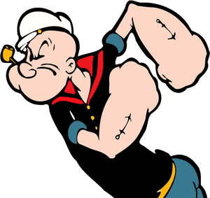 Popeye Flexing Muscles PNG image with transparent background