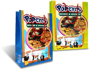 Popeyes Chicken Biscuits Packaging Design PNG image with transparent background