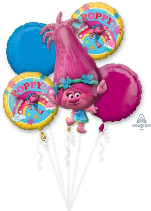 Poppy Trolls Character Balloons PNG Image