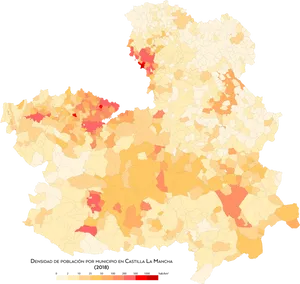 Population Density Map Castilla La Mancha2018 PNG Image