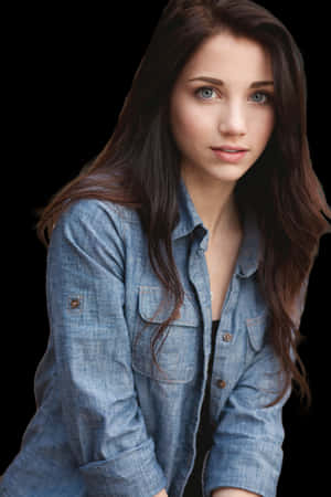 Portraitof Young Womanin Denim Shirt PNG image with transparent background