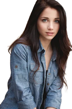 Portraitof Young Womanin Denim Shirt PNG Image