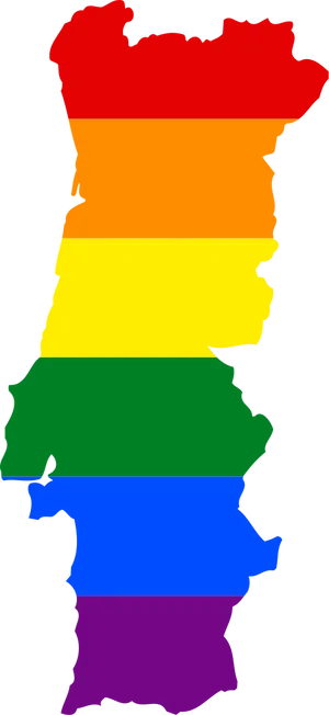 Portugal Map Rainbow Colors PNG Image