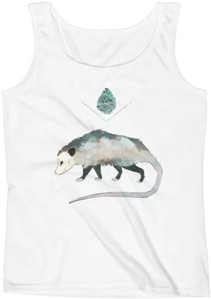 Possum Print White Tank Top PNG Image