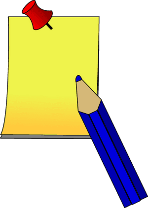 Post It_ Note_with_ Pencil_and_ Pin PNG image with transparent background