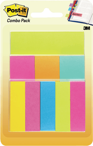 Postit Combo Pack Variety Sizes Colors PNG image with transparent background