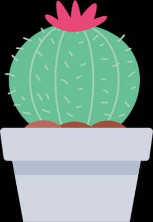 Potted Cactus Cartoon Illustration PNG with transparent background