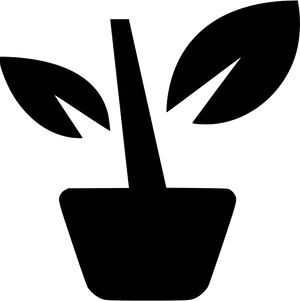 Potted Plant Silhouette Icon PNG Image