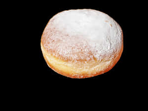 Powdered Sugar Dusted Donuton Black PNG image with transparent background