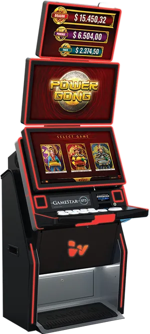 Power Gong Slot Machine Display PNG Image