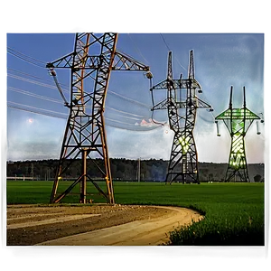 Power Line Towers Field Png 06282024 PNG Image