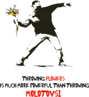 Powerful Than Molotov Throwing Flowers Is Much More - Banksy Flower Thrower, HD Png Download PNG image with transparent background