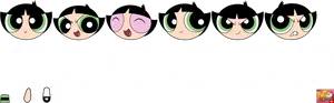 Powerpuff Girls Expressions Sequence PNG Image