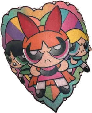 Powerpuff Girls Heart Tattoo Design PNG Image