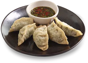 Prawn Dumplings With Dipping Sauce PNG Image