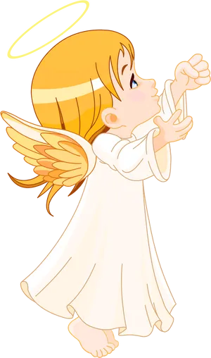 Praying Cartoon Angel PNG Image