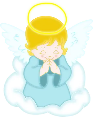 Praying Cartoon Angel PNG Image