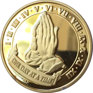 Praying Hands Coin One Dayata Time PNG Image