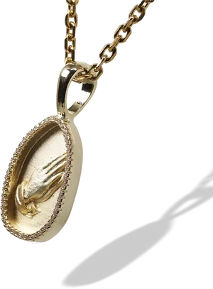 Praying Hands Pendant Necklace PNG Image