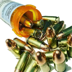 Prescription Bottlewith Bullets PNG Image