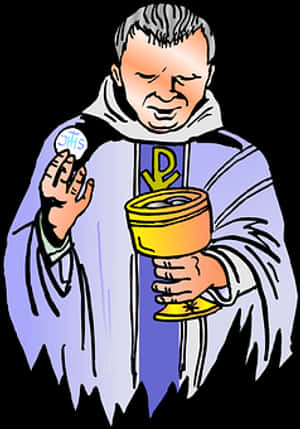 Priest Holding Communion Elements PNG image with transparent background