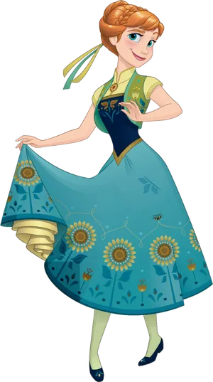 Princess_ Anna_ Frozen_ Character_ Pose PNG Image