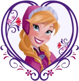 Princess Anna Frozen Heart Frame PNG Image