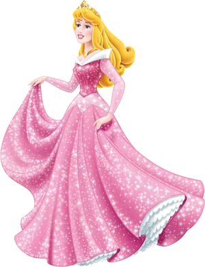 Princess Aurora Pink Gown PNG Image