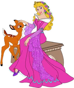 Princess Auroraand Fawn Friendship PNG Image