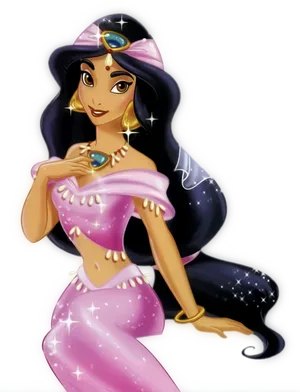 Princess Jasmine Pink Outfit Illustration PNG Image