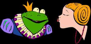 Princess Kissing Frog Cartoon PNG image with transparent background