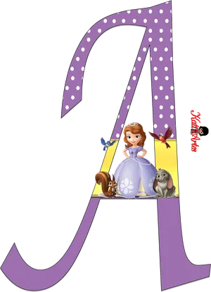 Princess Sofiaand Animal Friends Letter A PNG Image