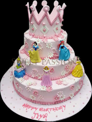 Princess Themed Birthday Cake PNG image with transparent background