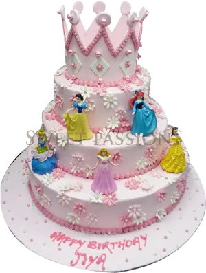 Princess Themed Birthday Cake PNG Image