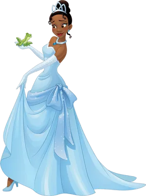 Princess Tianaand Frog Friend PNG Image