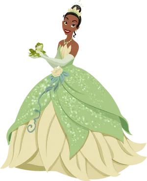 Princess Tianaand Frog Friend PNG Image