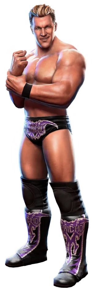 Pro Wrestler_ Posing_in_ Ring_ Attire PNG Image