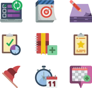 Productivity Icons Set PNG Image