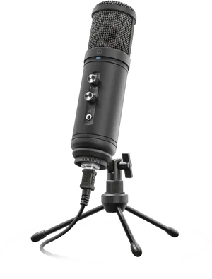 Professional Black Studio Microphone PNG Image