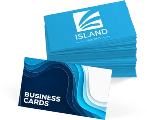Professional Blue Business Cards Stack PNG Image