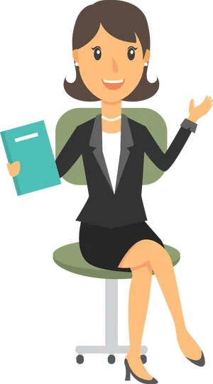 Professional Businesswoman Cartoon Character PNG Image