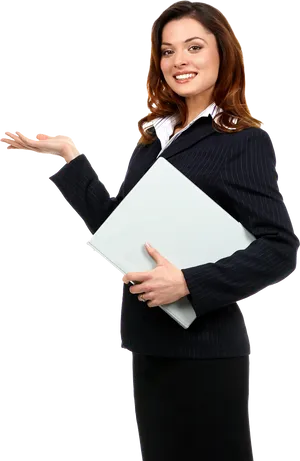 Professional Businesswoman Presenting File PNG Image