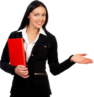 Professional Businesswoman Presenting File PNG Image