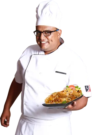 Professional Chef Presenting Dish PNG Image