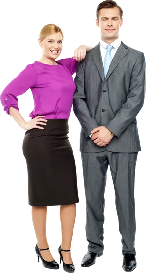 Professional Couple Posing Smiling PNG Image