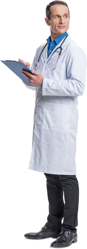 Professional Doctor Holding Clipboard PNG Image