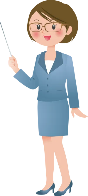 Professional Female Teacher Cartoon PNG Image